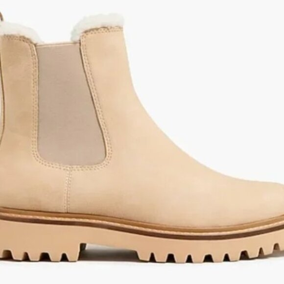 J. Crew Sherpa-Lined Lug Sole Chelsea Boots in Camel - Picture 3 of 6